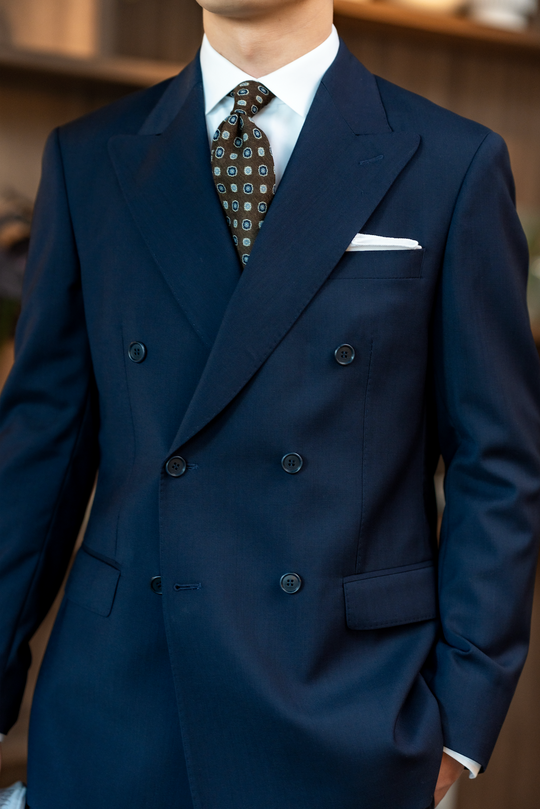 Navy dobbeltradet blazer - klassisk fit