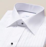 Hvid Smokingskjorte med Plisséring - Super Slim Fit