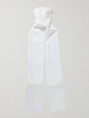 David K. Tørklæde til Smoking - Silke/Hvid