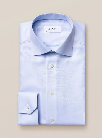 Lyseblå Eton skjorte i 2Ply kvalitet Slim Fit