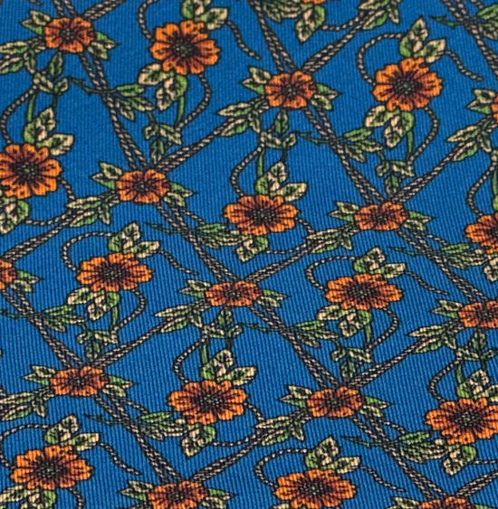 Blå/orange blomstret Lommeklud