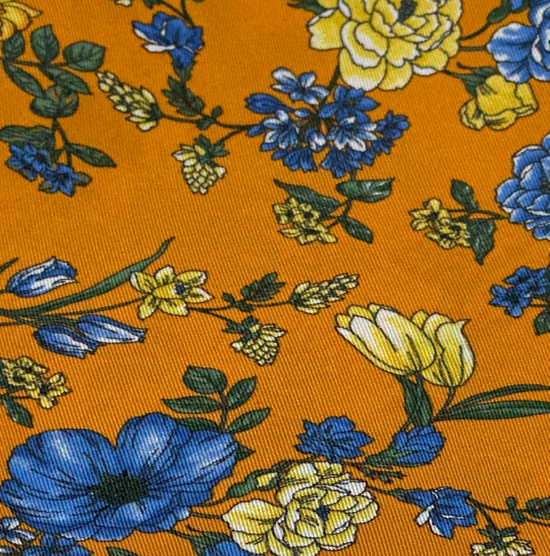 Orange/blå/gul blomstret Lommeklud