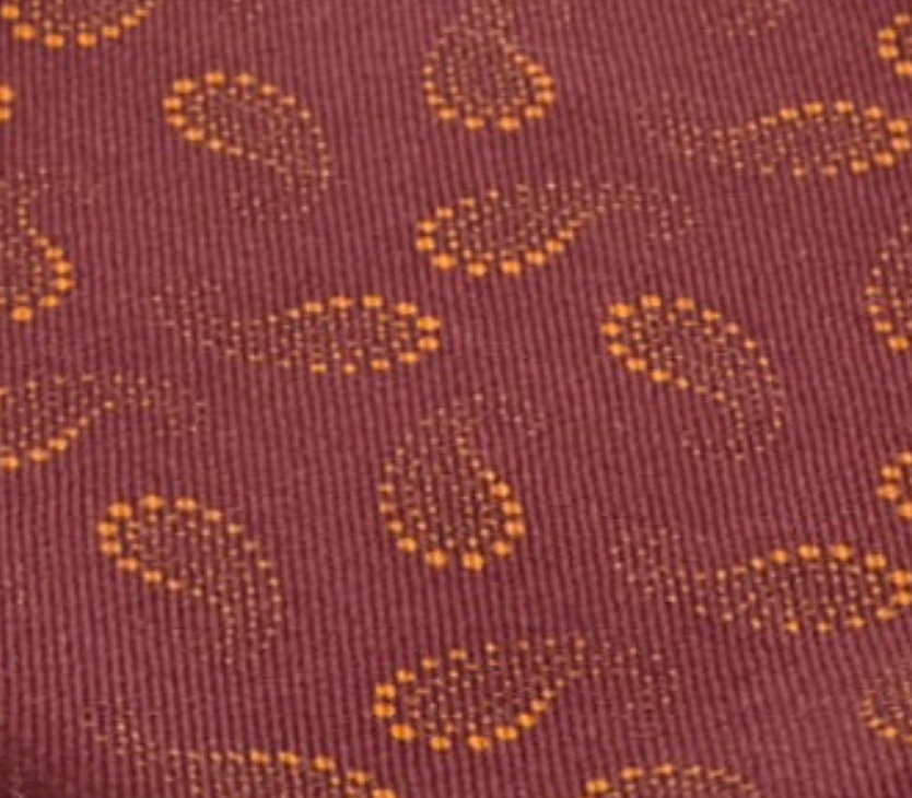 Pocketsquare i rød med orange paisley