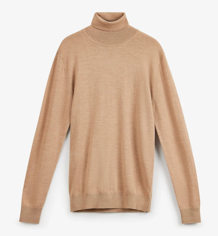 Beige Turtleneck i 100% Merinould