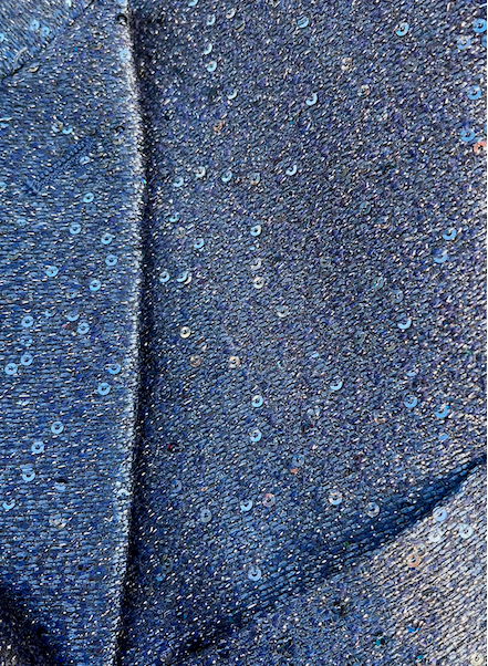 Navy sequined and glitter-threaded smoking blazer
