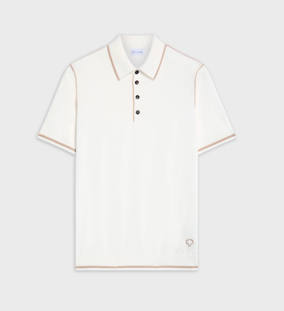 Off-White polo with beige detail