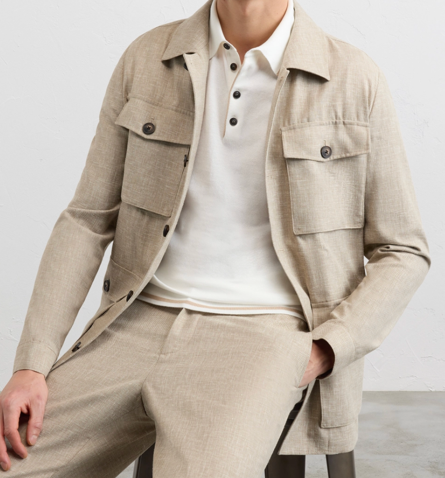Off-White polo with beige detail