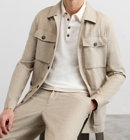 Off-White polo with beige detail