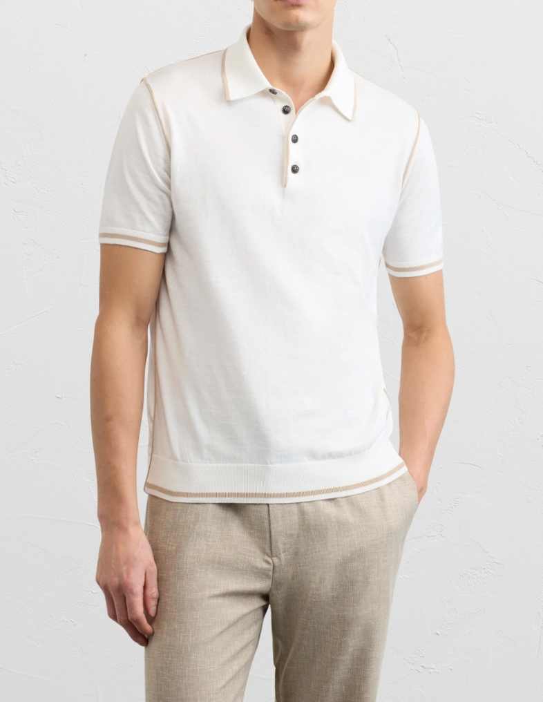 Off-White polo with beige detail