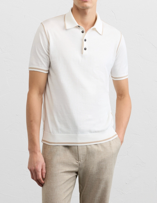 Off-White polo with beige detail
