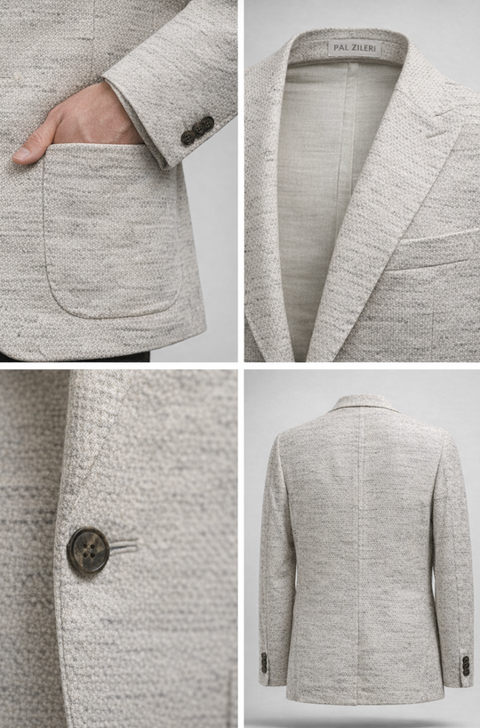 Strikket Blazer fra Pal Zileri i Beige meleret metervare