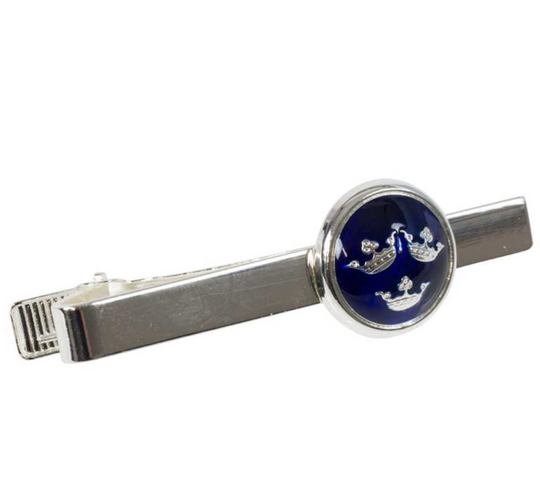 tie clip three kroner blue in color silver