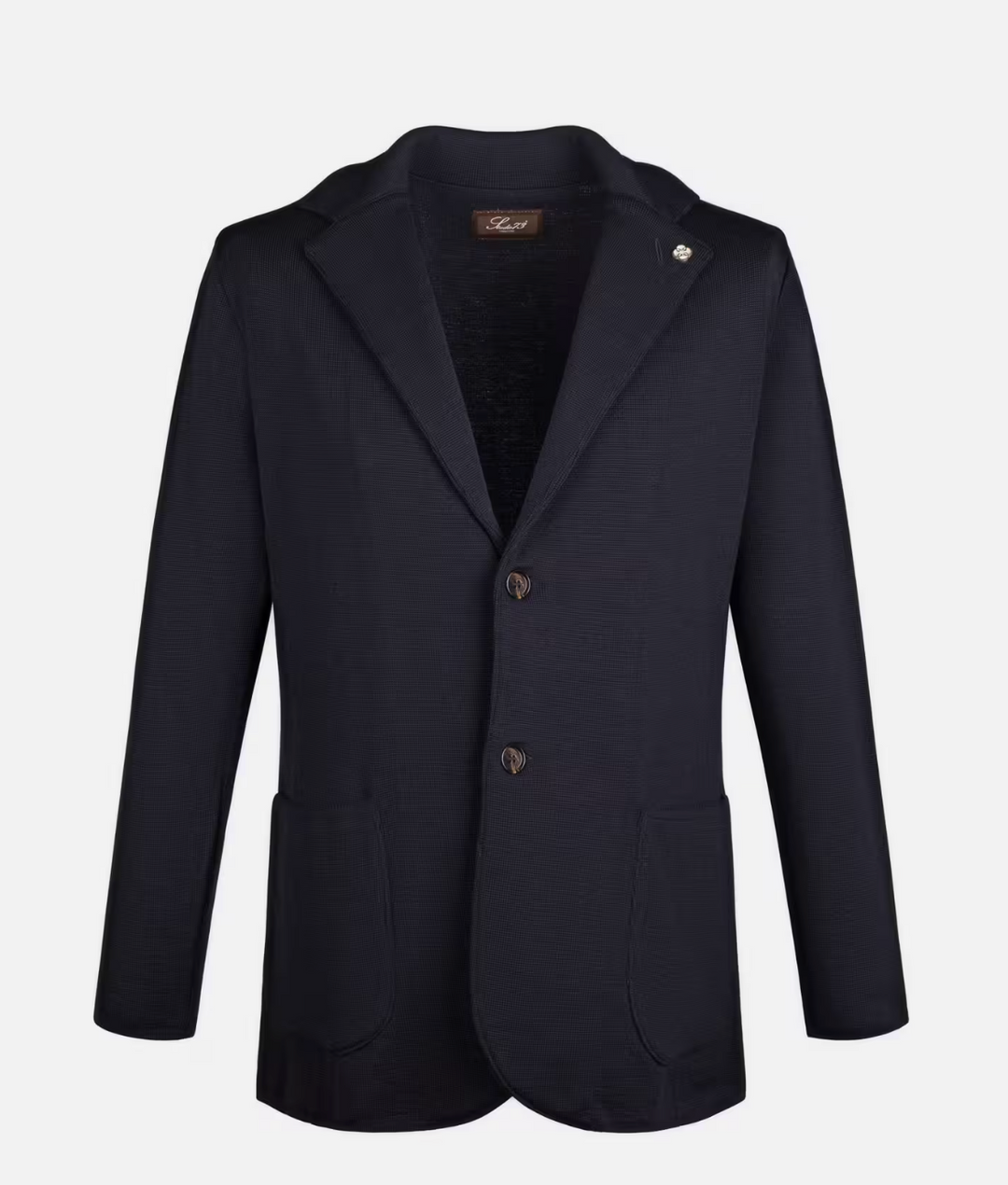 Navy italiensk strikblazer med påsyede lommer