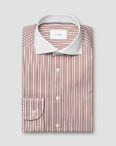White Collar Striped Signature Twill Shirt -10001582985