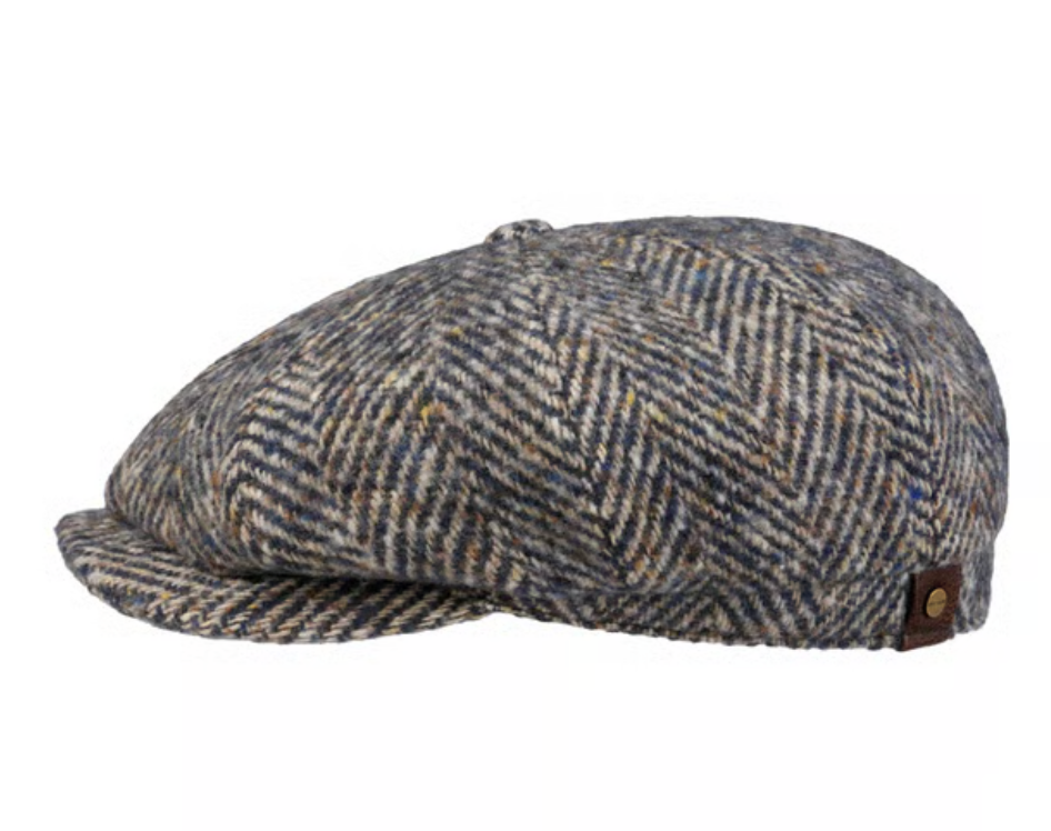 Blå/grå  Newsboy hat Herringbone