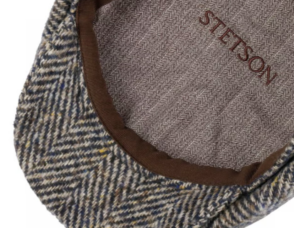 Blå/grå  Newsboy hat Herringbone