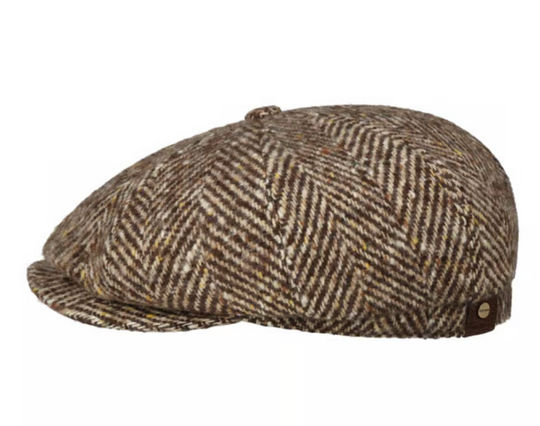Brun Newsboy hat i Herringbone