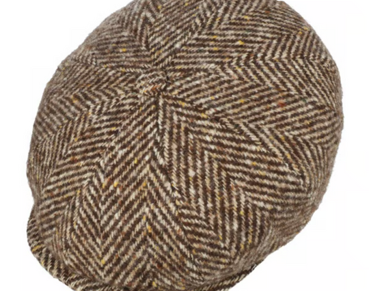Brun Newsboy hat i Herringbone