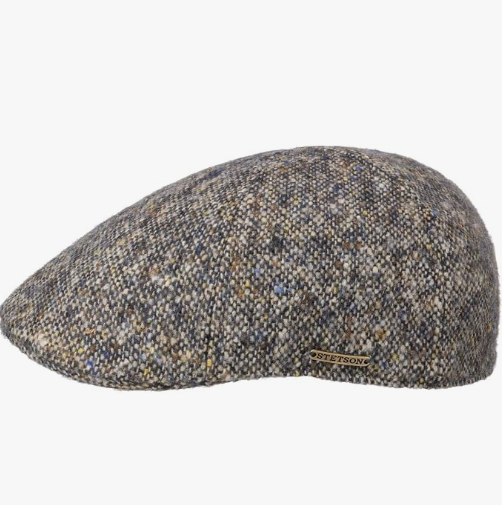 Blå/grå boucle uld flatcap