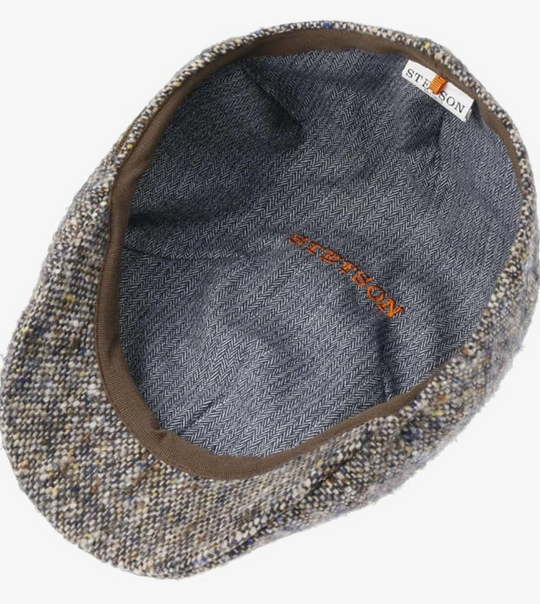 Blå/grå boucle uld flatcap