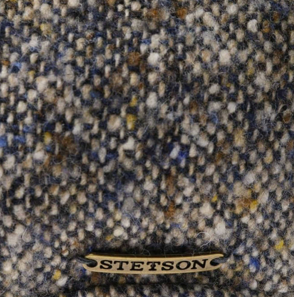 Blå/grå boucle uld flatcap