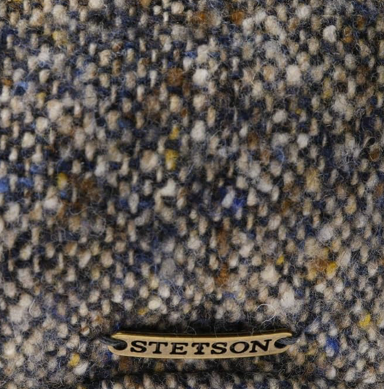 Blå/grå boucle uld flatcap