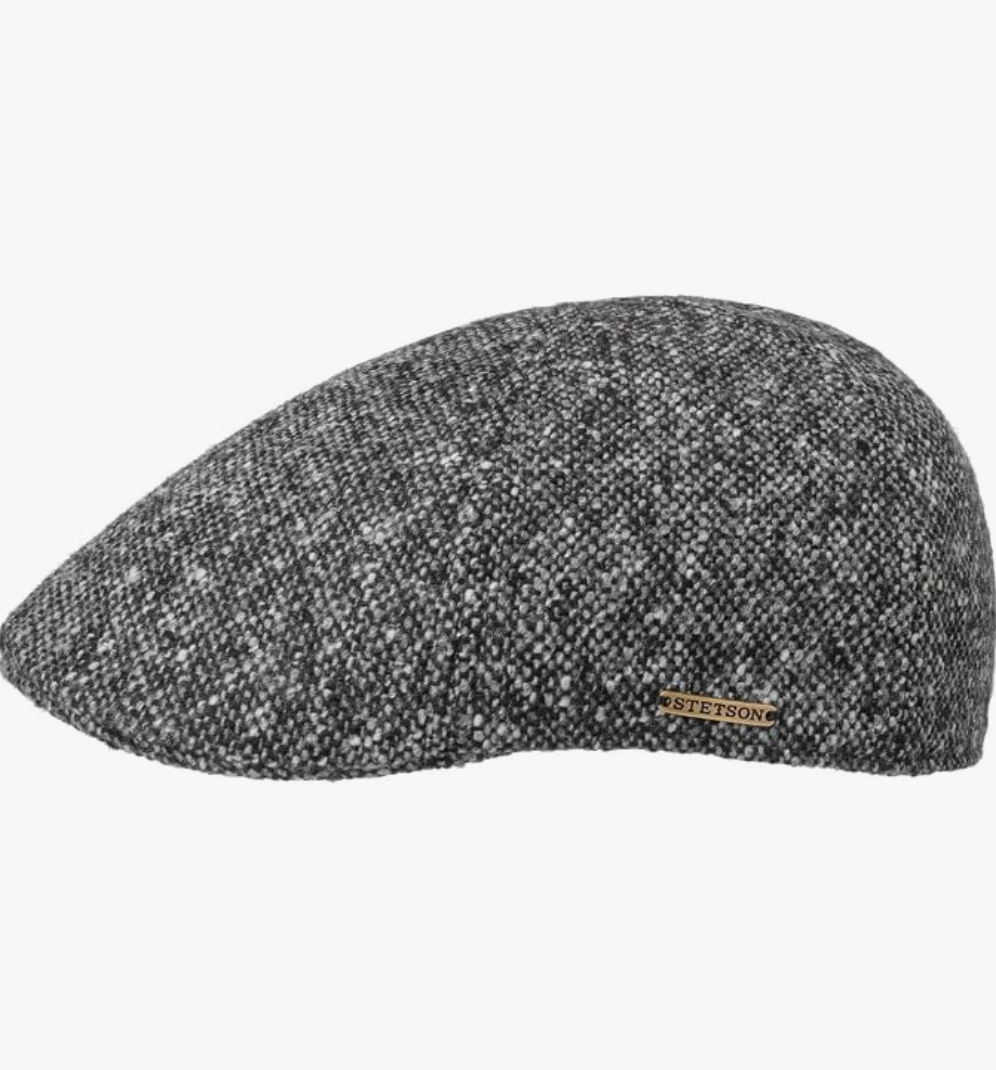 Grå boucle uld flatcap