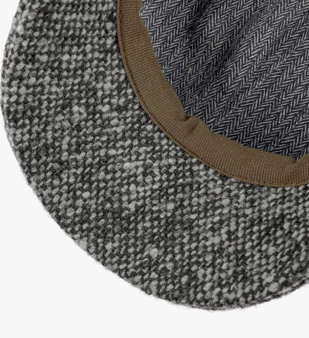 Grå boucle uld flatcap
