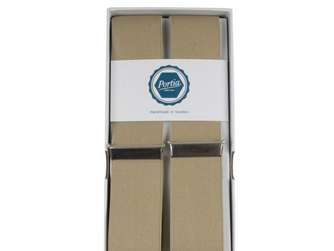 Men's Suspenders in Navy/Polka Dot/Leather - 35mm
