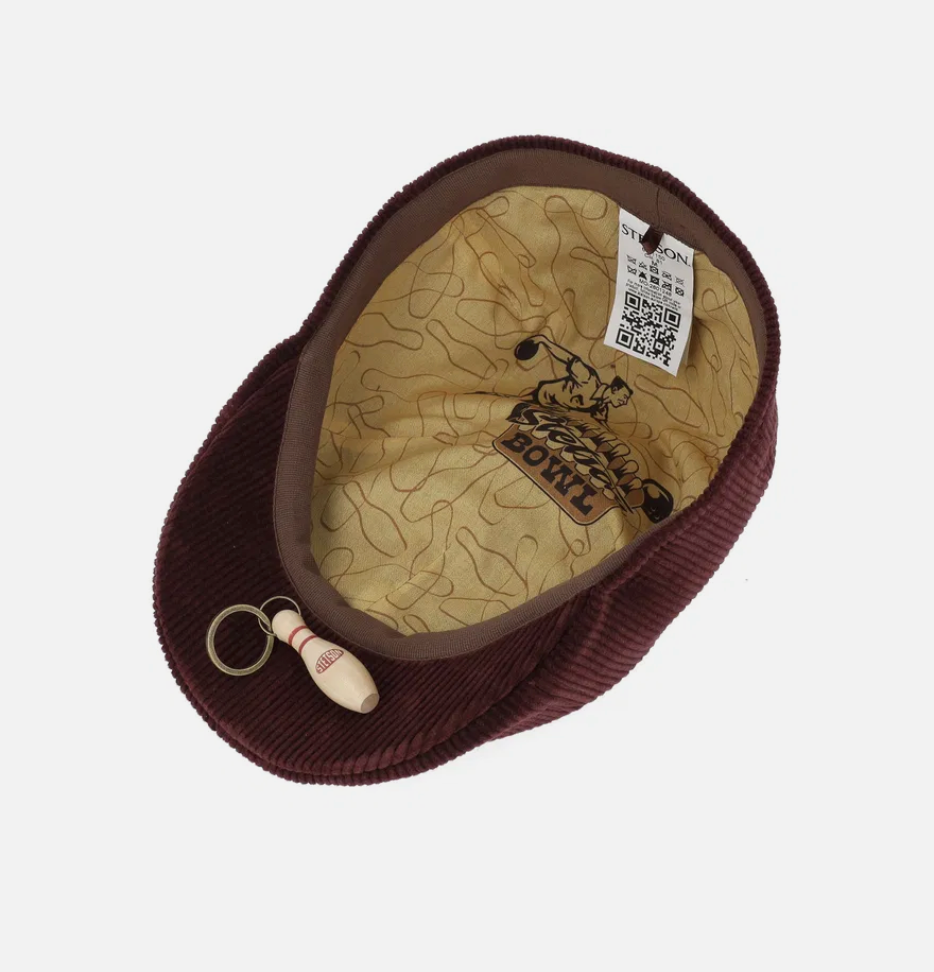 Bordeaux flatcap i fløjl fra Stetson