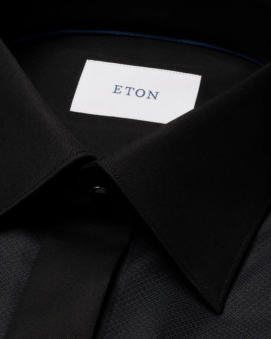 Eton smoking herreskjorte i sort dobby kvalitet