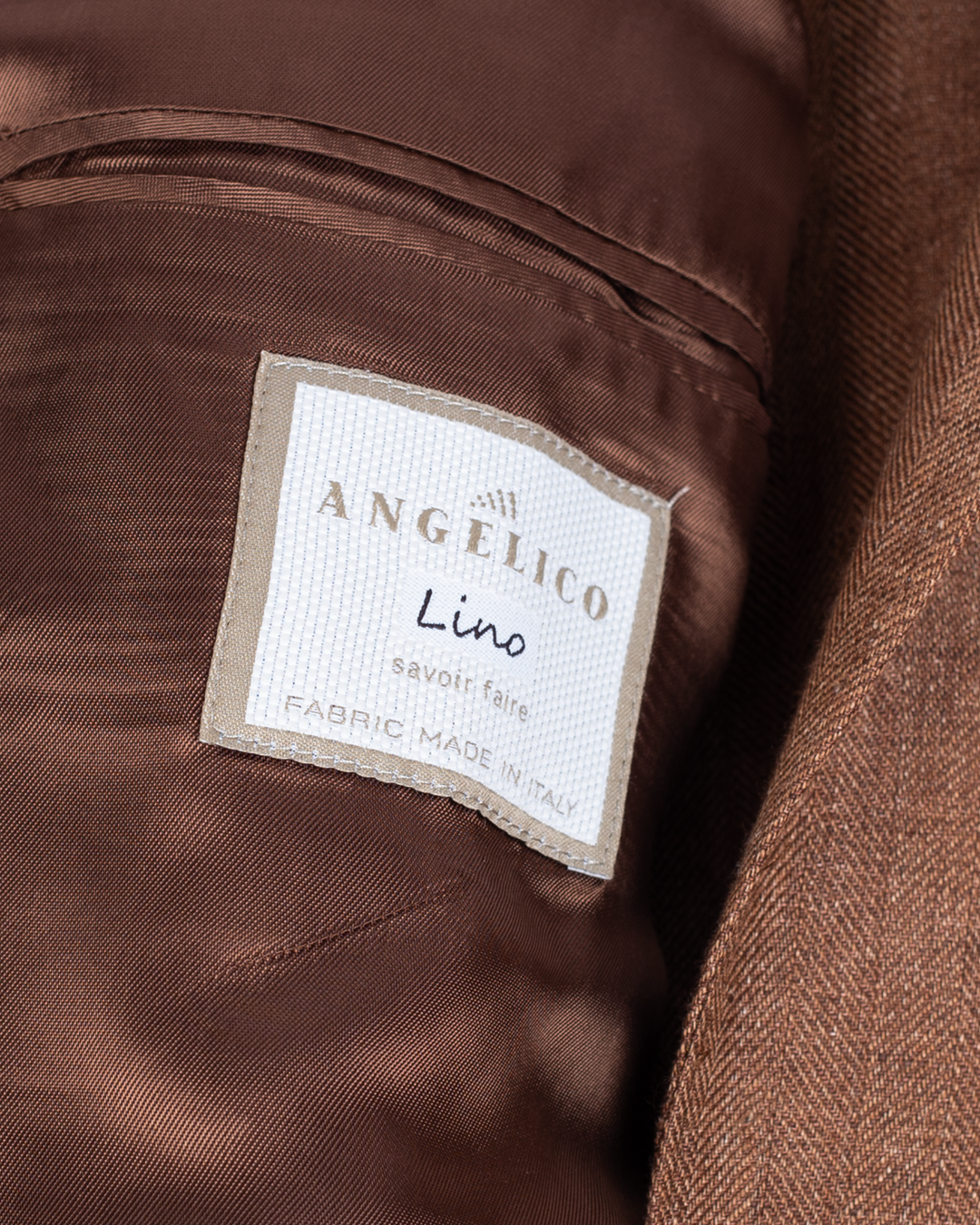 Blazer AMELLIUS karamelfarvet med sildebensmønster - Classic Fit