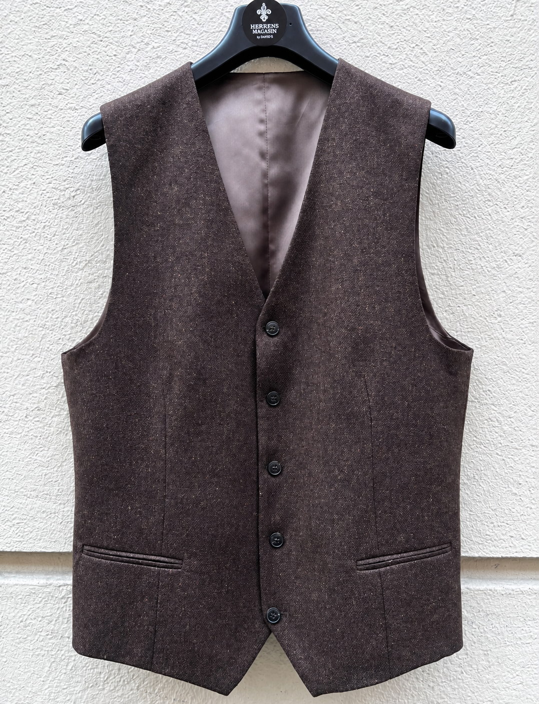 Mørkebrun tweed vest