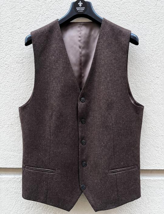 Mørkebrun tweed vest