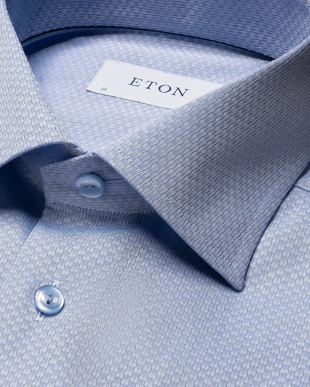 Royal Blue Eton herreskjorte med svagt mønster