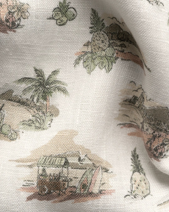Mønstret herreskjorte i 100% hør - casual fit