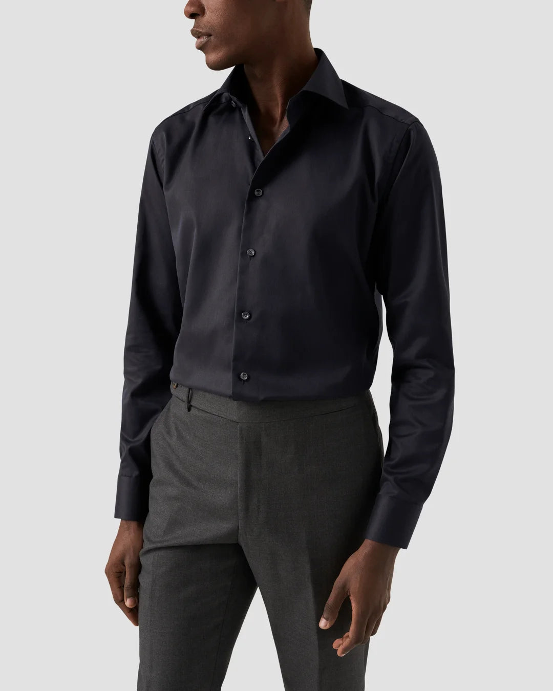 signatur twill eton skjorte navy i contemp.