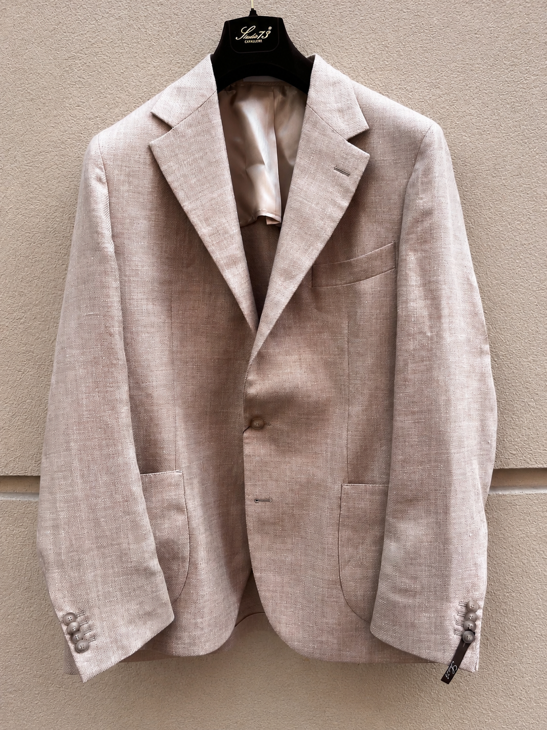 Sandfarvet herre blazer - notch revers