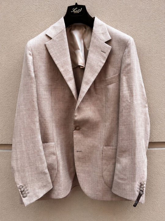 Sandfarvet herre blazer - notch revers