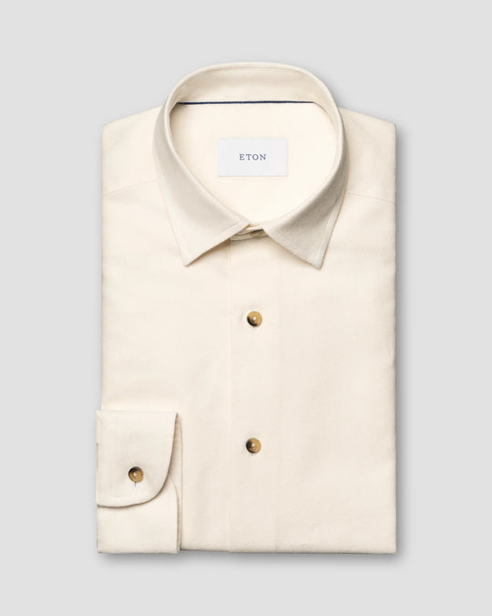 Cremefarvet flannel herreskjorte