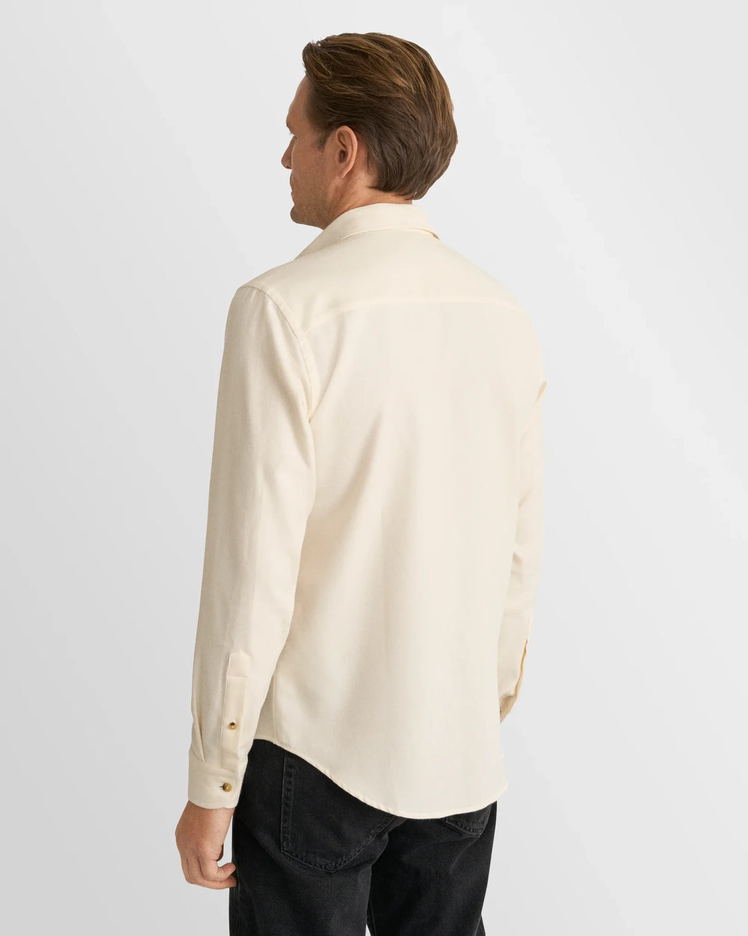 Cremefarvet flannel herreskjorte