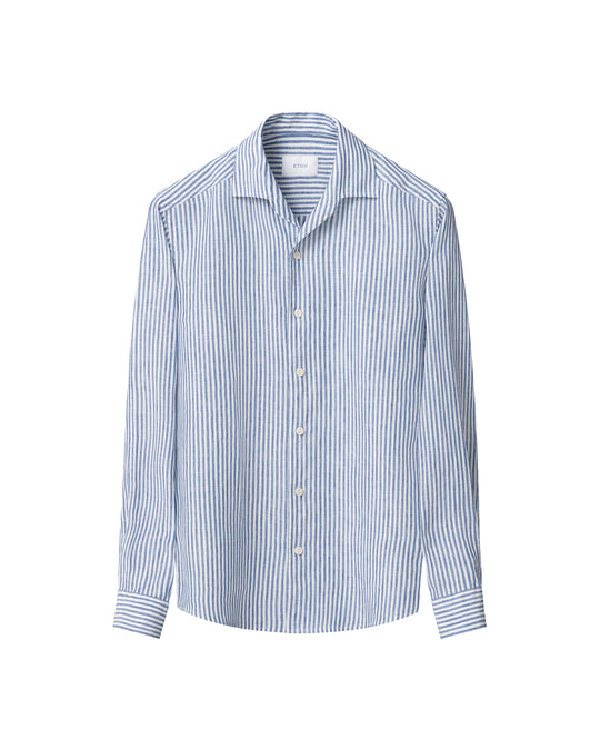 Blå stribet herreskjorte i casual fit