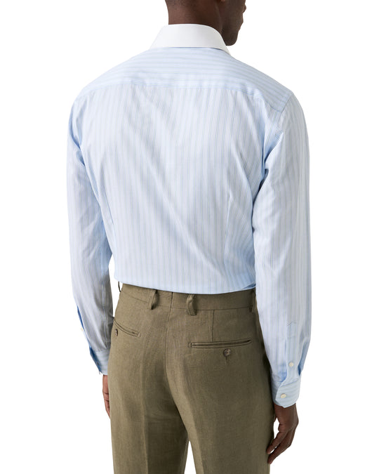 Fint stribet herreskjorte i lyse blå nuancer - Slim Fit