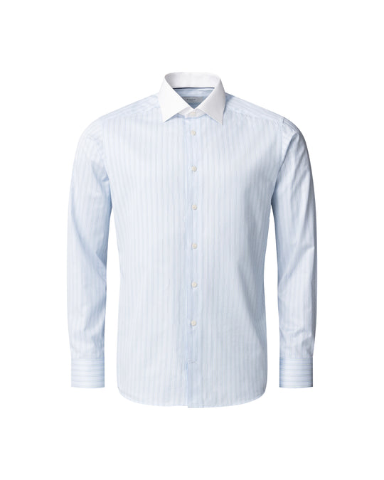 Fint stribet herreskjorte i lyse blå nuancer - Slim Fit