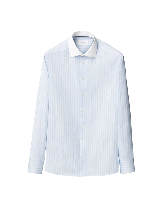 Fint stribet herreskjorte i lyse blå nuancer - Slim Fit