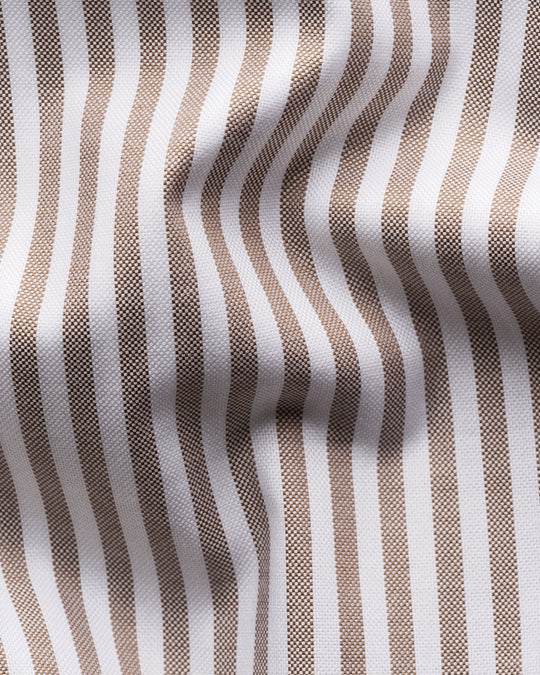 Brun stribet herreskjorte - slim fit