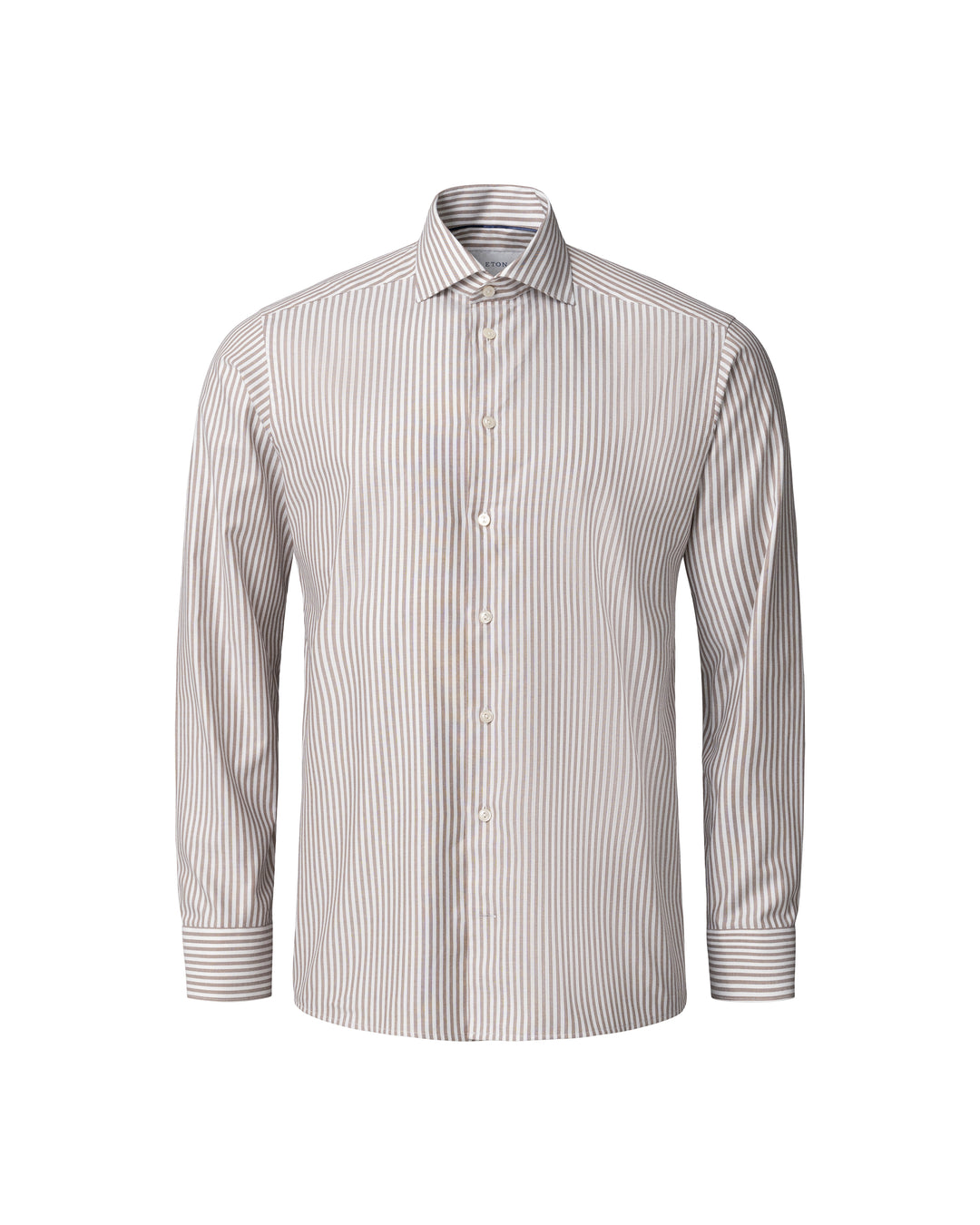 Brun stribet herreskjorte - slim fit