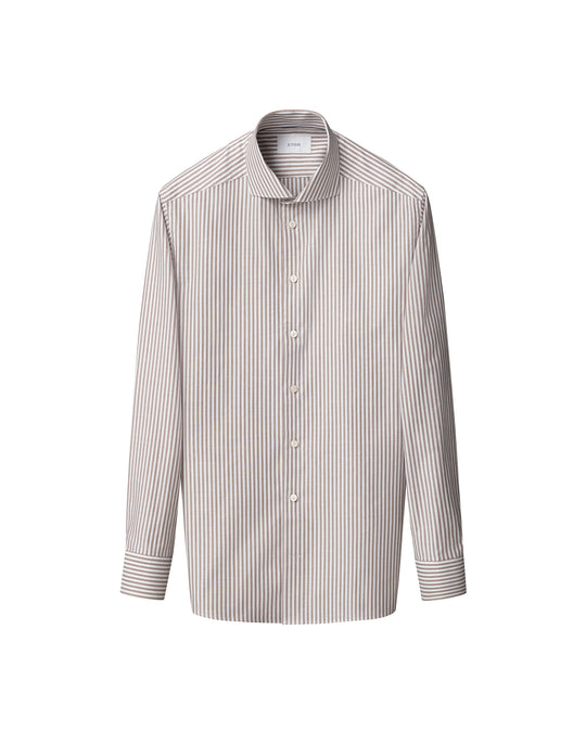 Brun stribet herreskjorte - slim fit