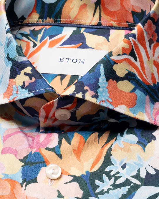 Blomstret skjorte i multifarver - slim fit