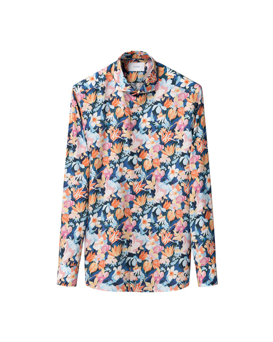 Blomstret skjorte i multifarver - slim fit